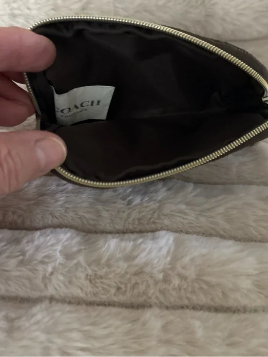 Coach Metallic Brown Zip Pouch with Gold Hardware - Picture 3 of 4